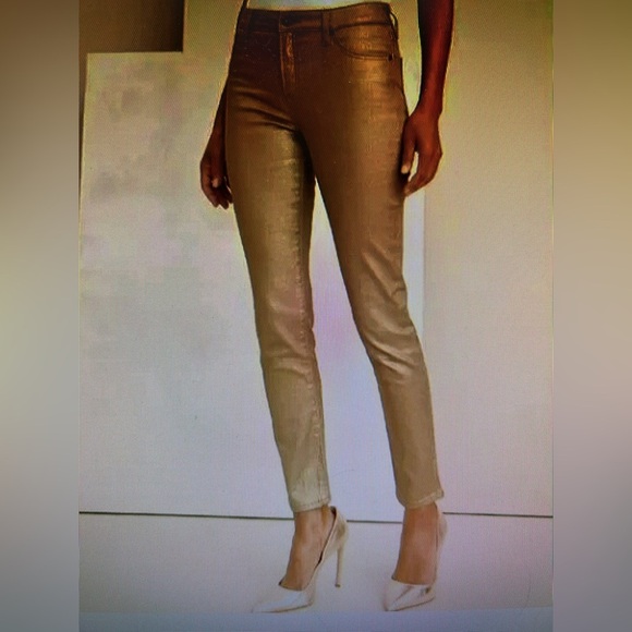 Chico’s sz 2-4 So Slimming Girlfriend Ankle gold coated jeans size 0R Chico’s sz - Picture 8 of 14